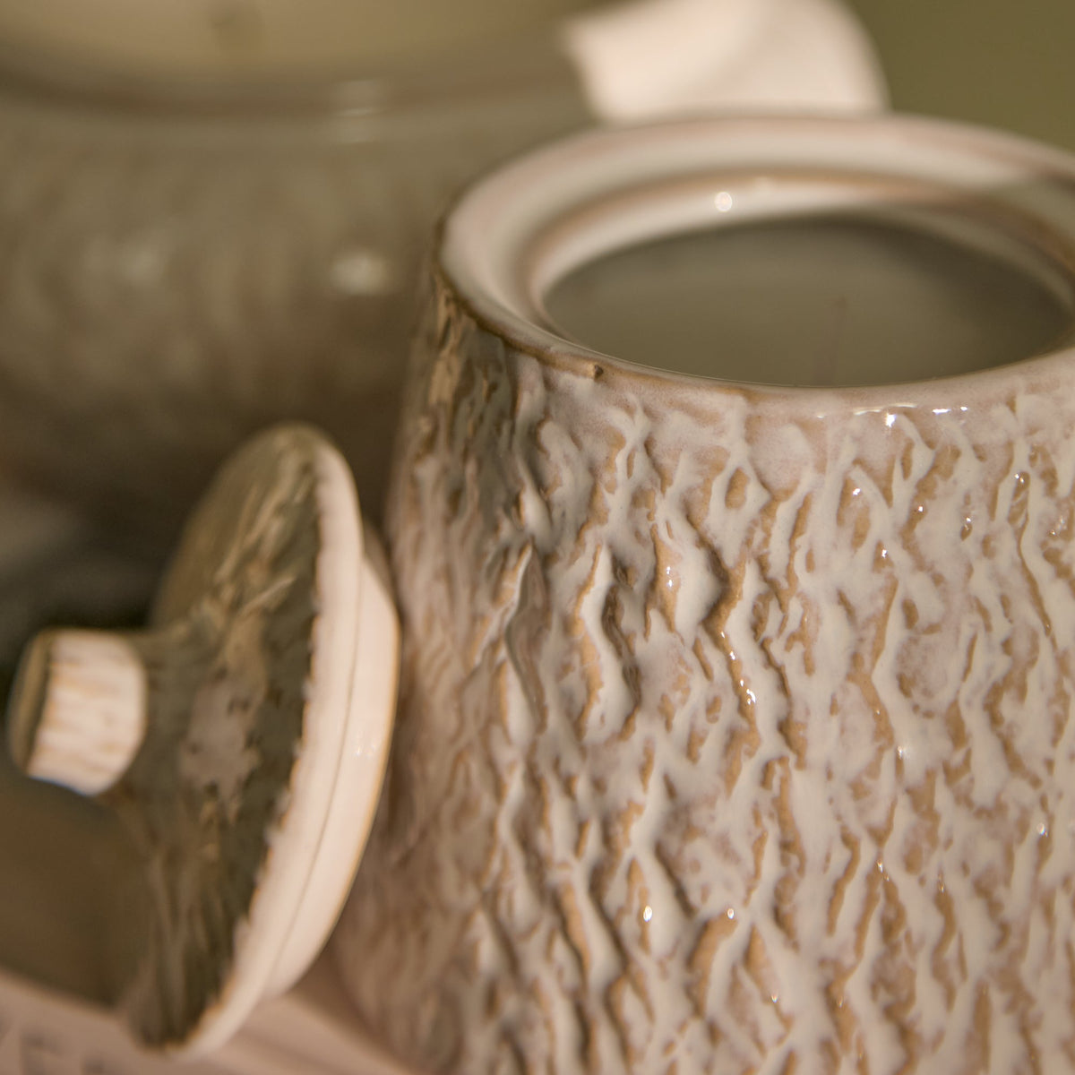 Alderney 10cm Lidded Ceramic Sea Salt and Bergamot Candle - Whitewash