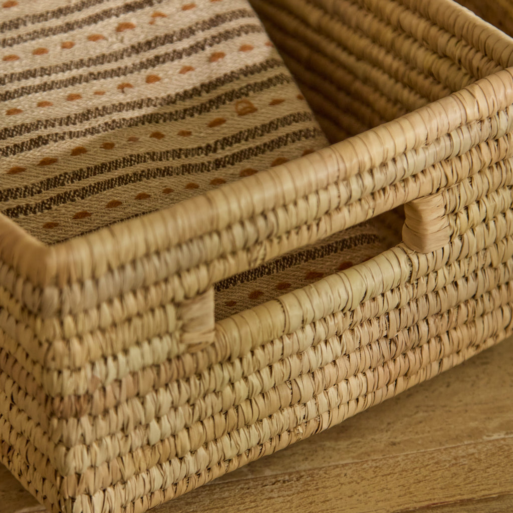 Kasheli 25x20cm Rectangular Basket - Natural Date Leaf