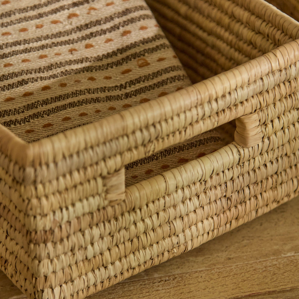 Kasheli 25x20cm Rectangular Basket - Natural Date Leaf