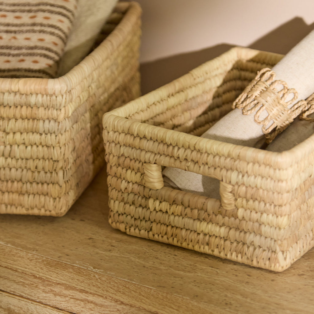Kasheli 20x15cm Rectangular Basket - Natural Date Leaf