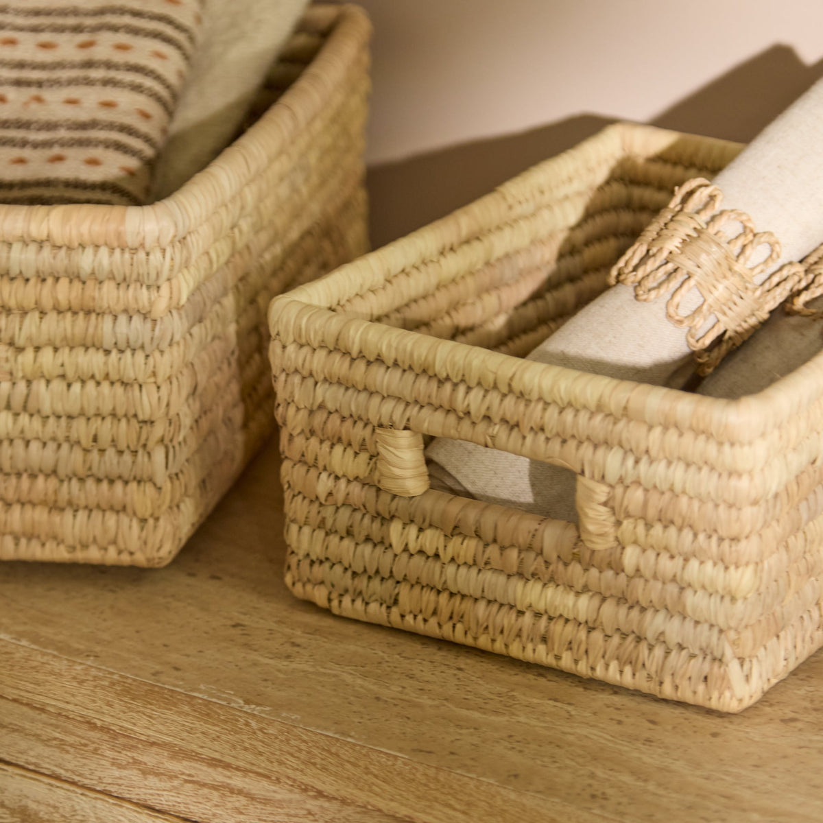 Kasheli 20x15cm Rectangular Basket - Natural Date Leaf