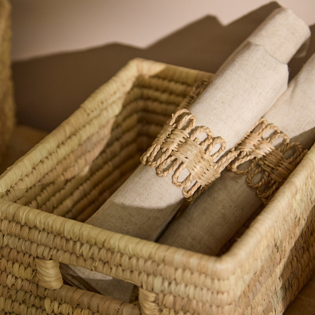 Kasheli 20x15cm Rectangular Basket - Natural Date Leaf