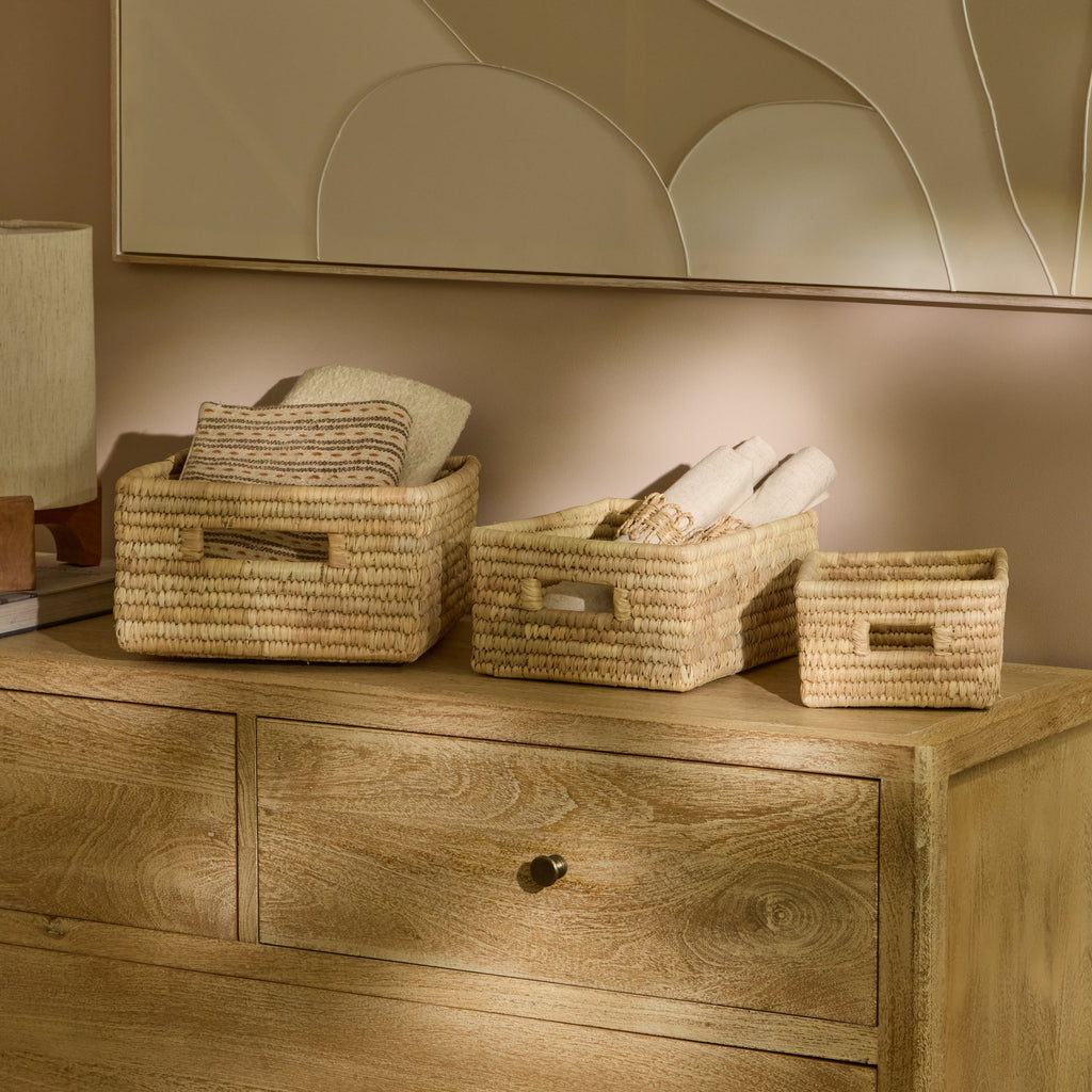Kasheli 25x20cm Rectangular Basket - Natural Date Leaf