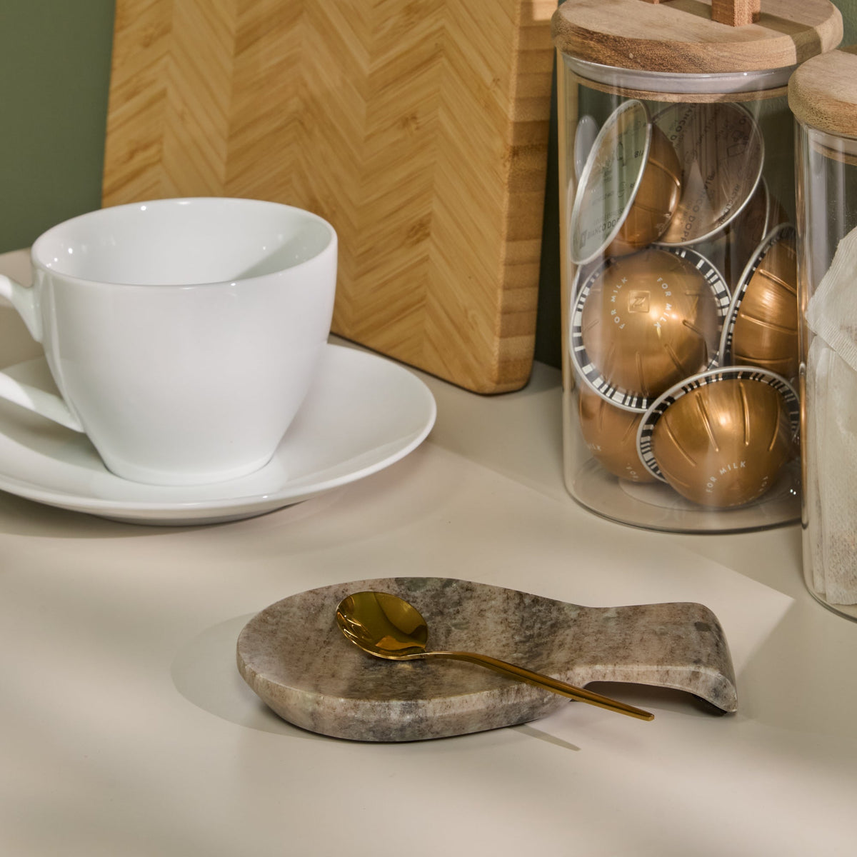 Tiree 15cm Spoon Rest - Beige Marble