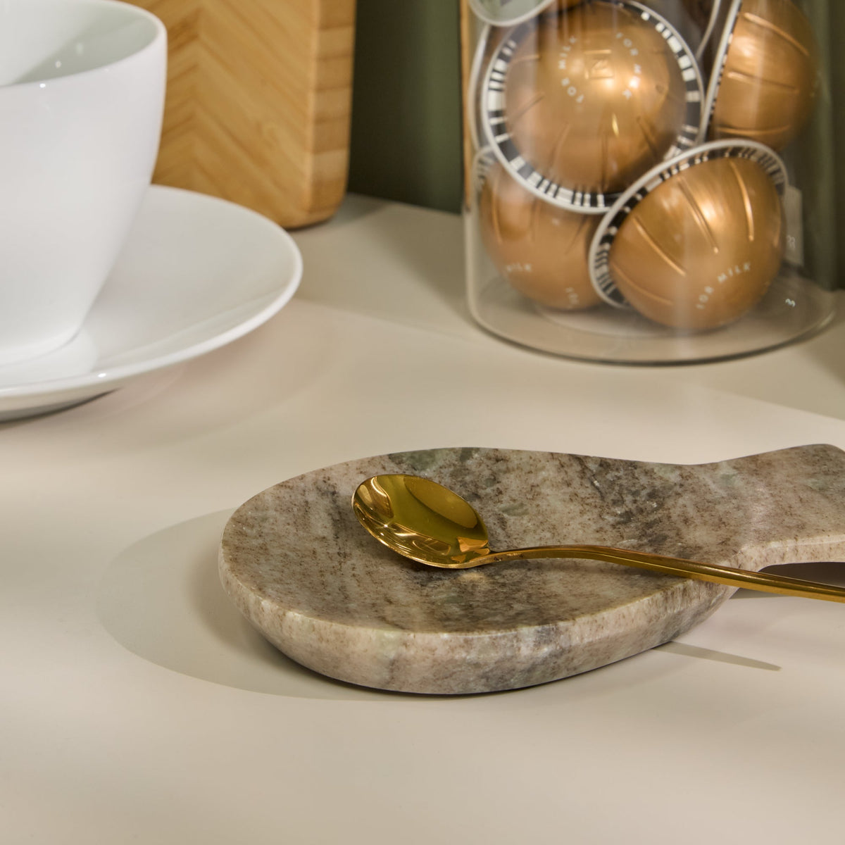 Tiree 15cm Spoon Rest - Beige Marble