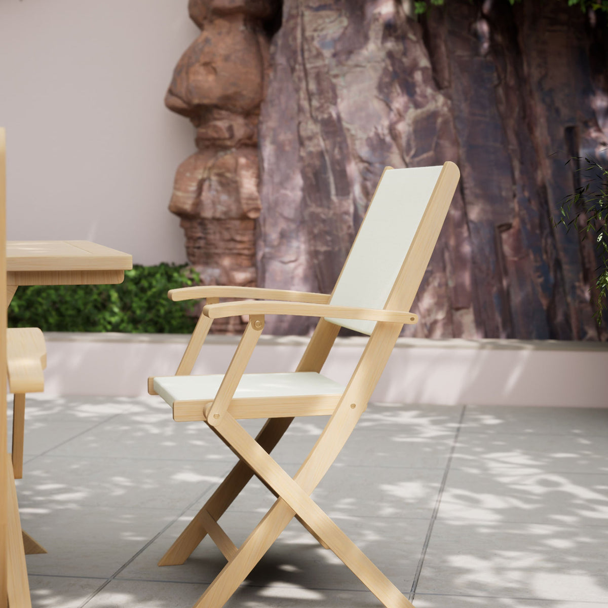 London FSC Acacia 4 Seater Square Folding Bistro Set with London Rope Folding Armchairs
