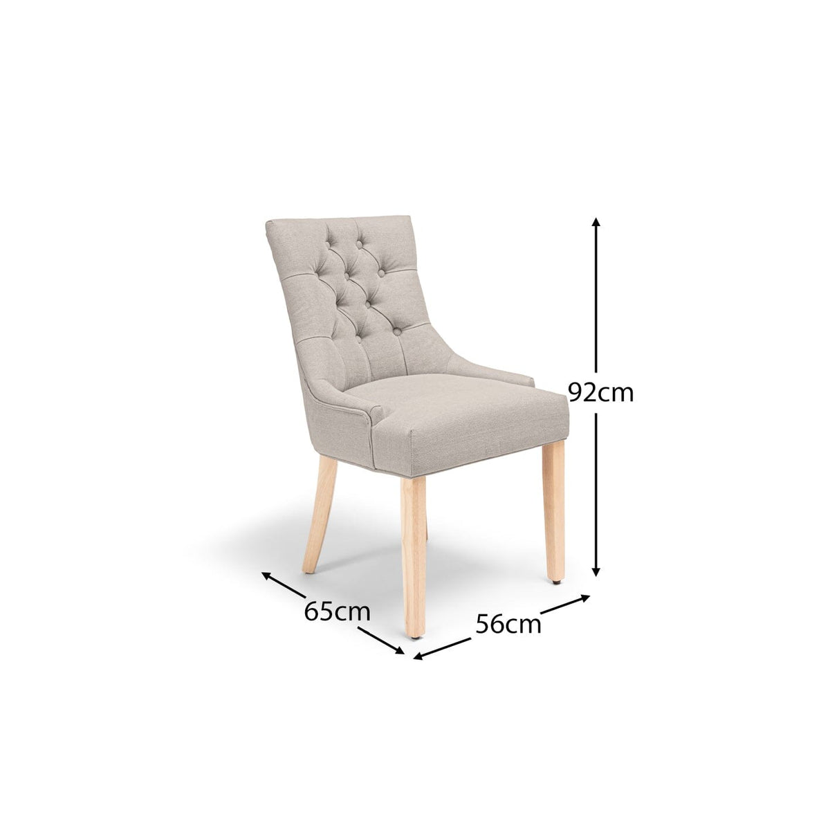 Louis Soft Beige Dining Chairs - Set of 2 - Whitewash Legs