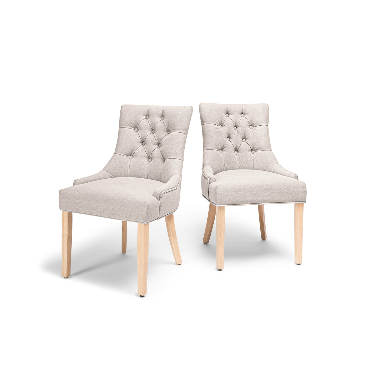 Louis Soft Beige Dining Chairs - Set of 2 - Whitewash Legs
