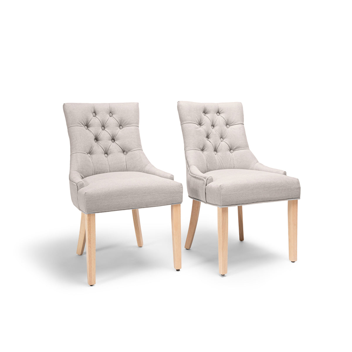 Louis Soft Beige Dining Chairs - Set of 2 - Whitewash Legs