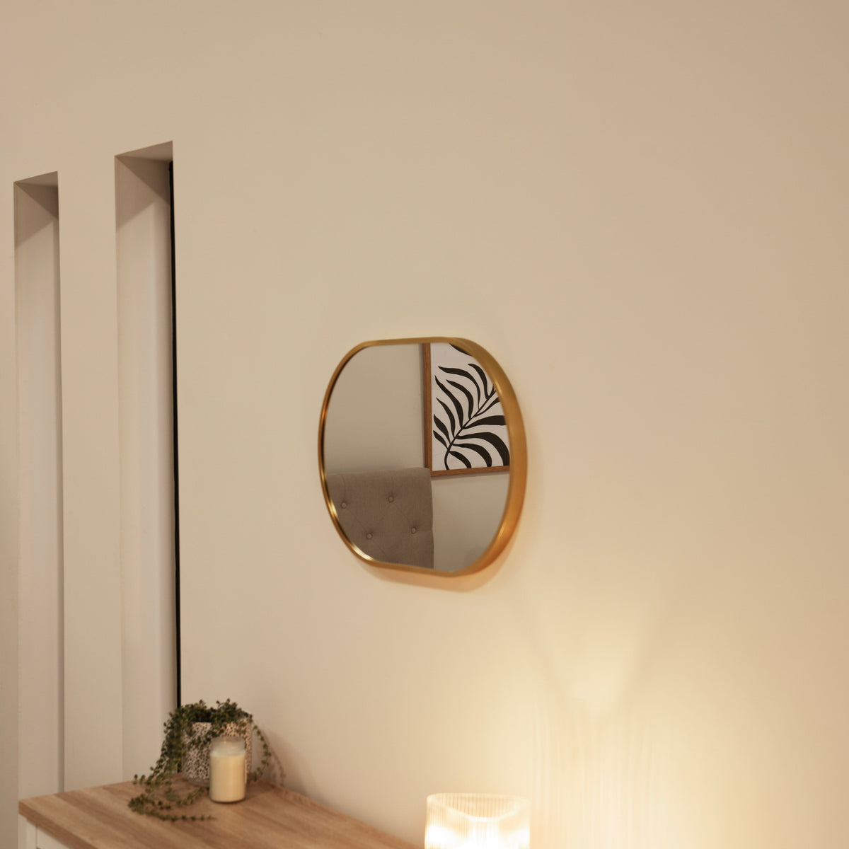 Lowesby 60X40cm Metal Capsule Mirror - Gold