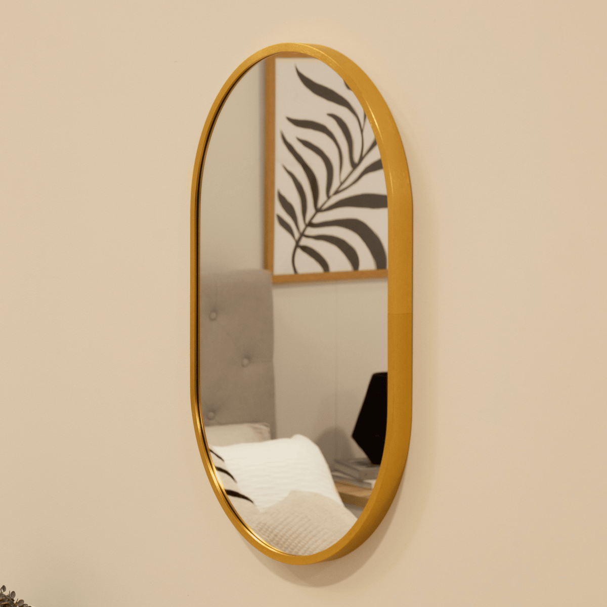 Lowesby 60X40cm Metal Capsule Mirror - Gold