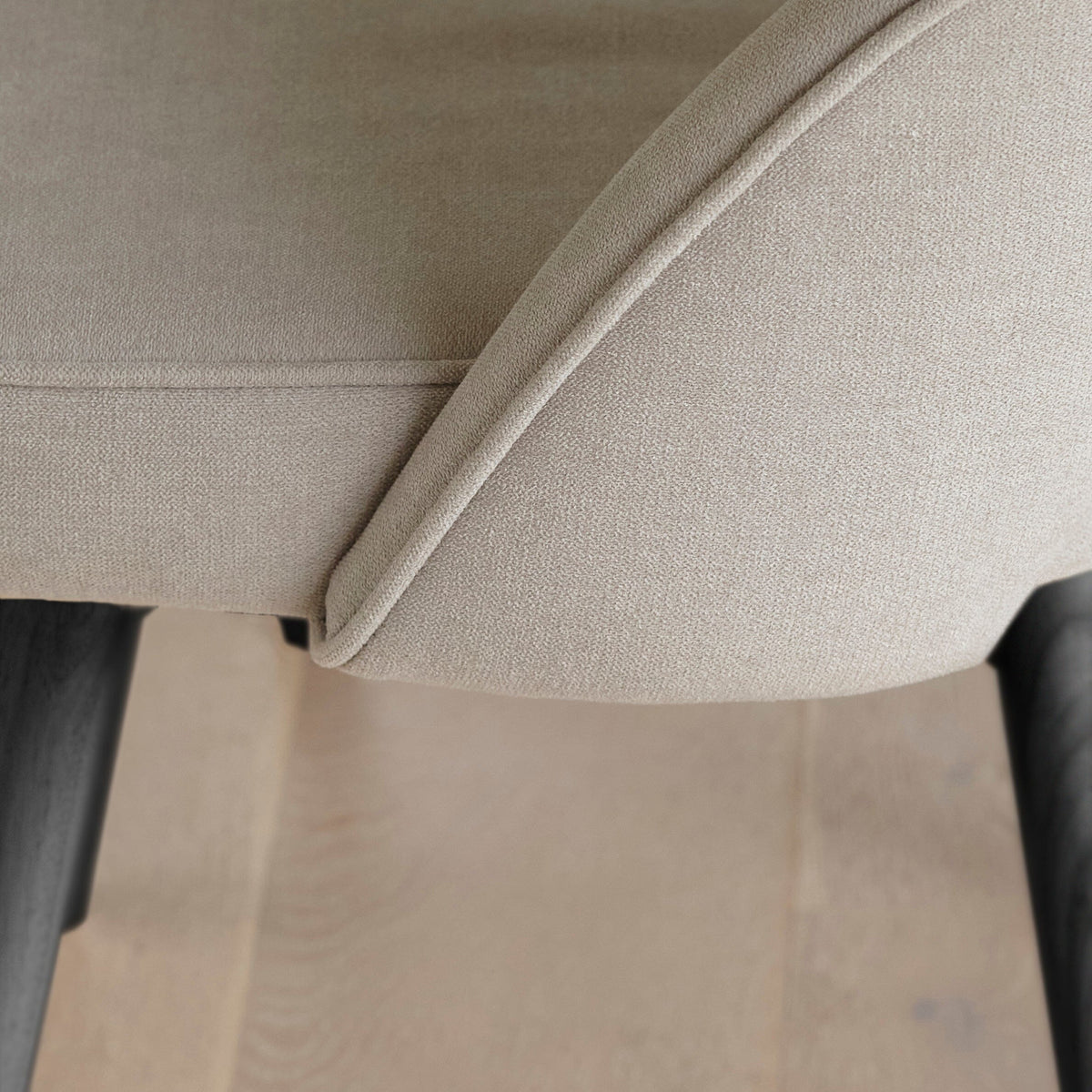 Marilyn Soft Beige Dining Chairs - Set of 2 - Black Oak Legs