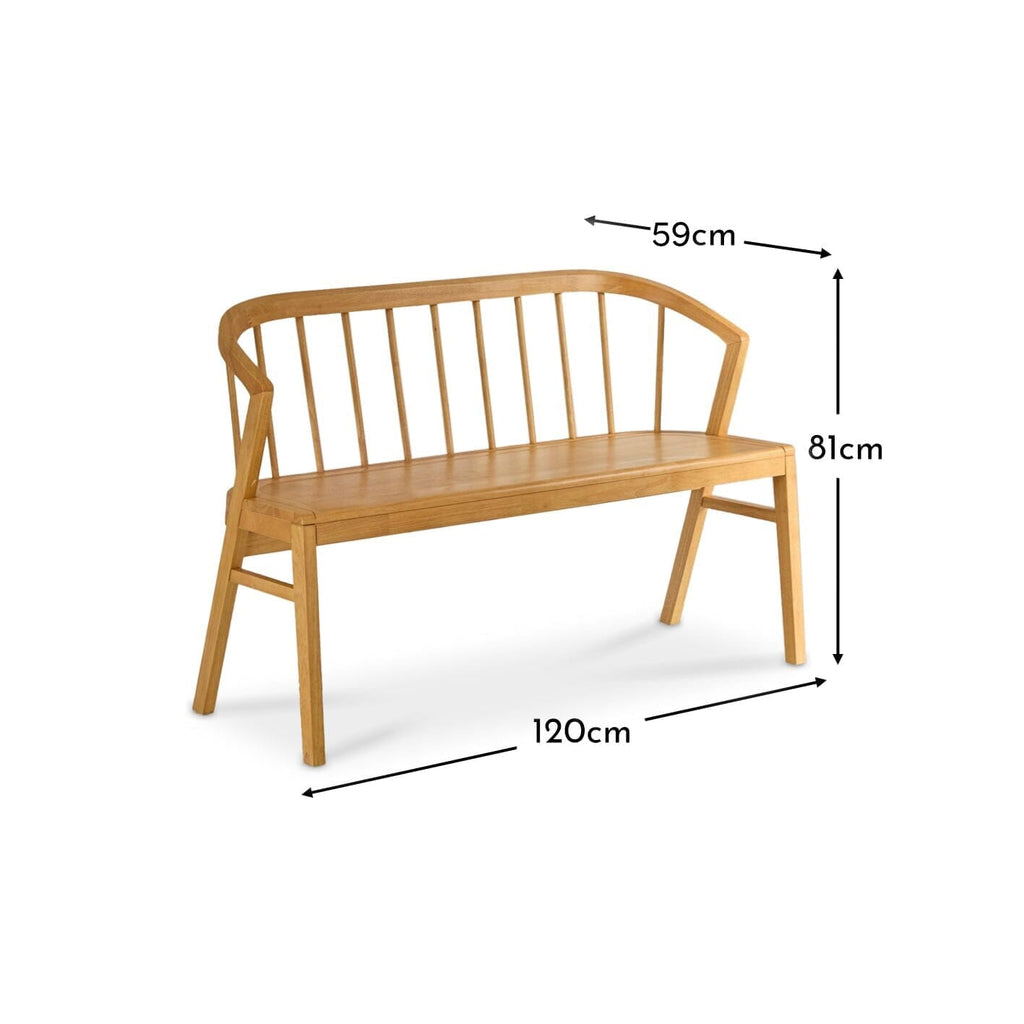 Mabel 3 Seater Bench - Classic Oak