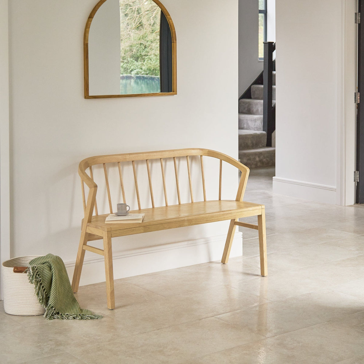 Ingham 70x70cm Wooden Arch Mirror - Natural