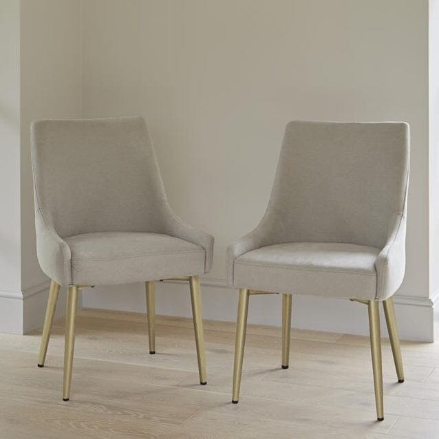 Maeve Soft Beige Dining Chairs - Set of 2 - Gold Legs