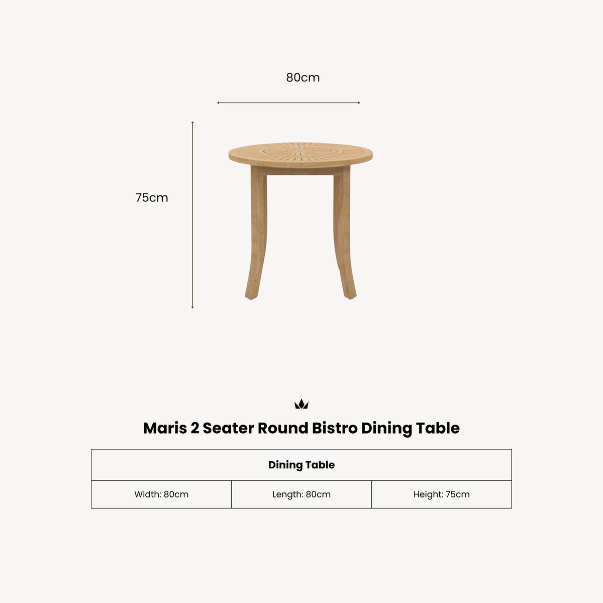 Maris 2 Seater Round Bistro Table