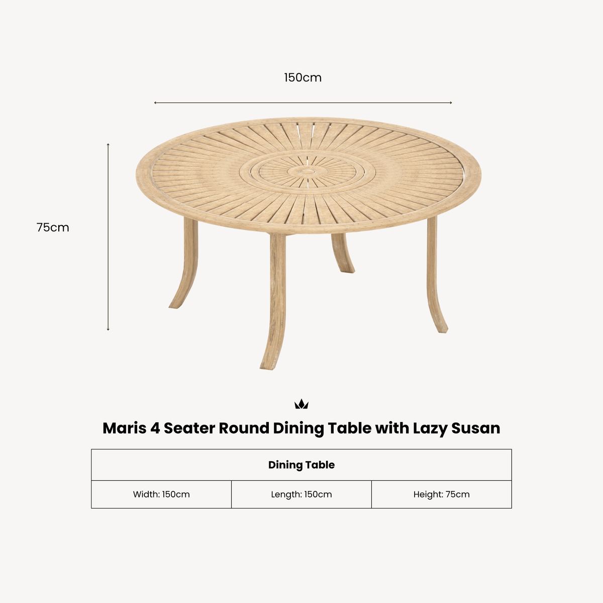 Maris 6 Seater Round Dining Table