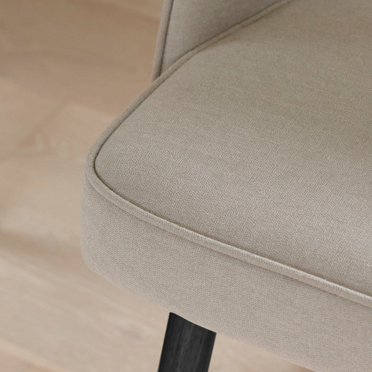 OUTLET - Marilyn Soft Beige Dining Chairs - Set of 2 - Black Oak Legs