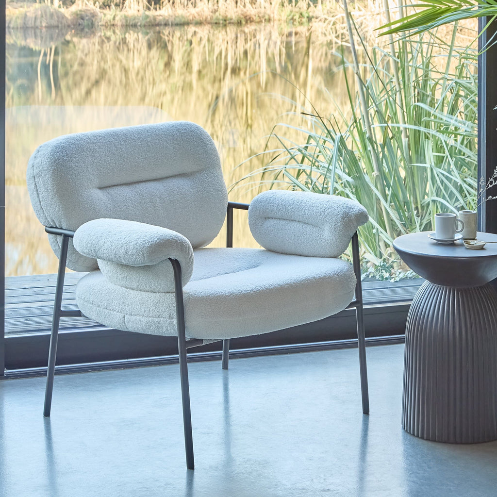 Zaliki Concrete Round Side Table - Black