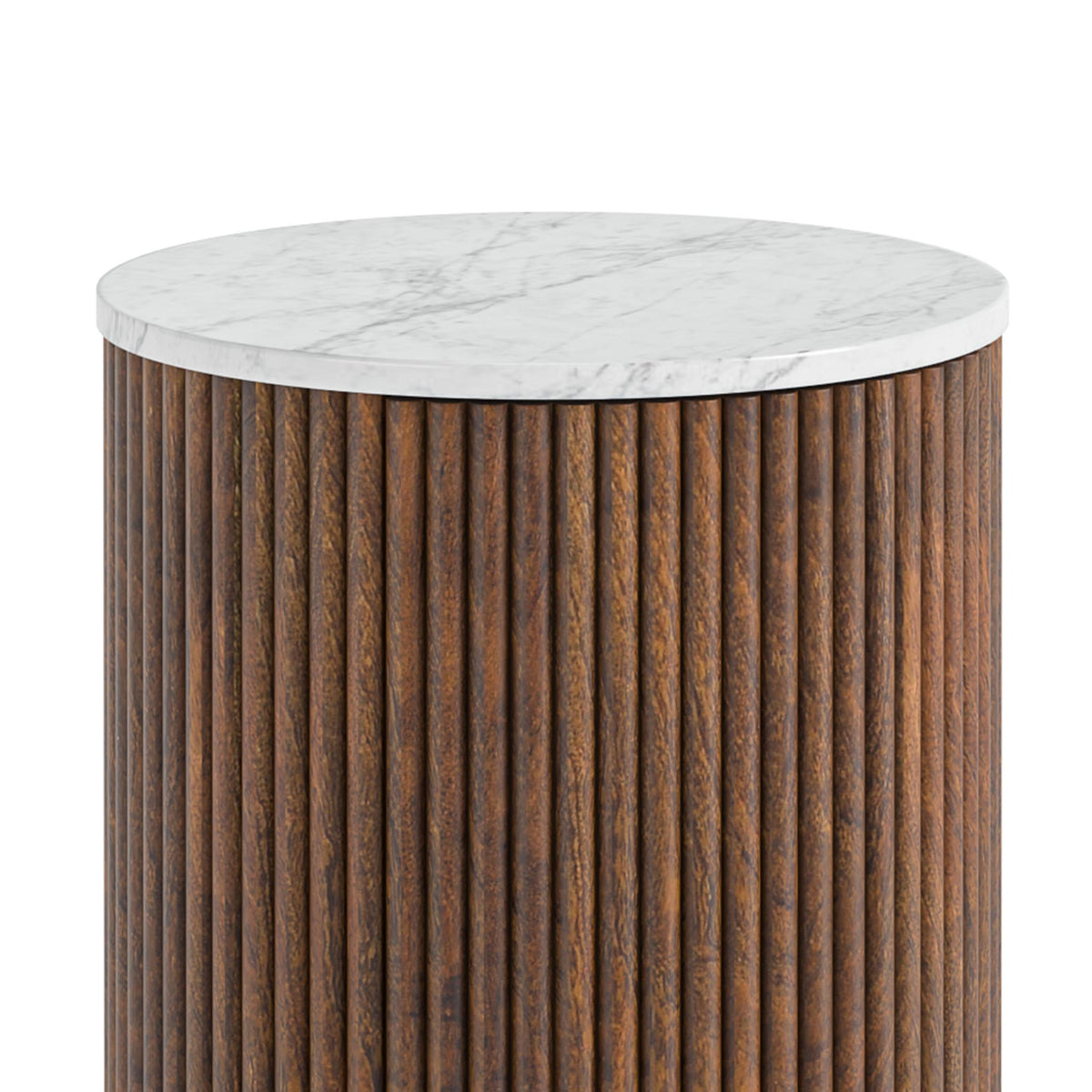 Milo Mango & Marble Round Fluted Bedside Table