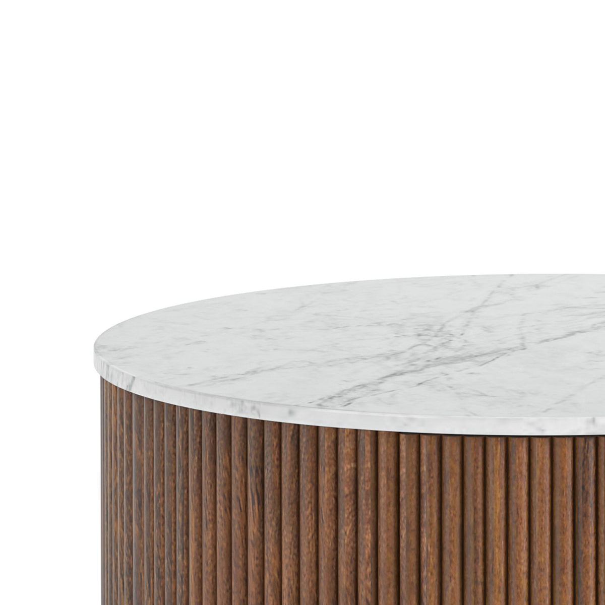 Milo Mango & Marble Round Fluted Bedside Table