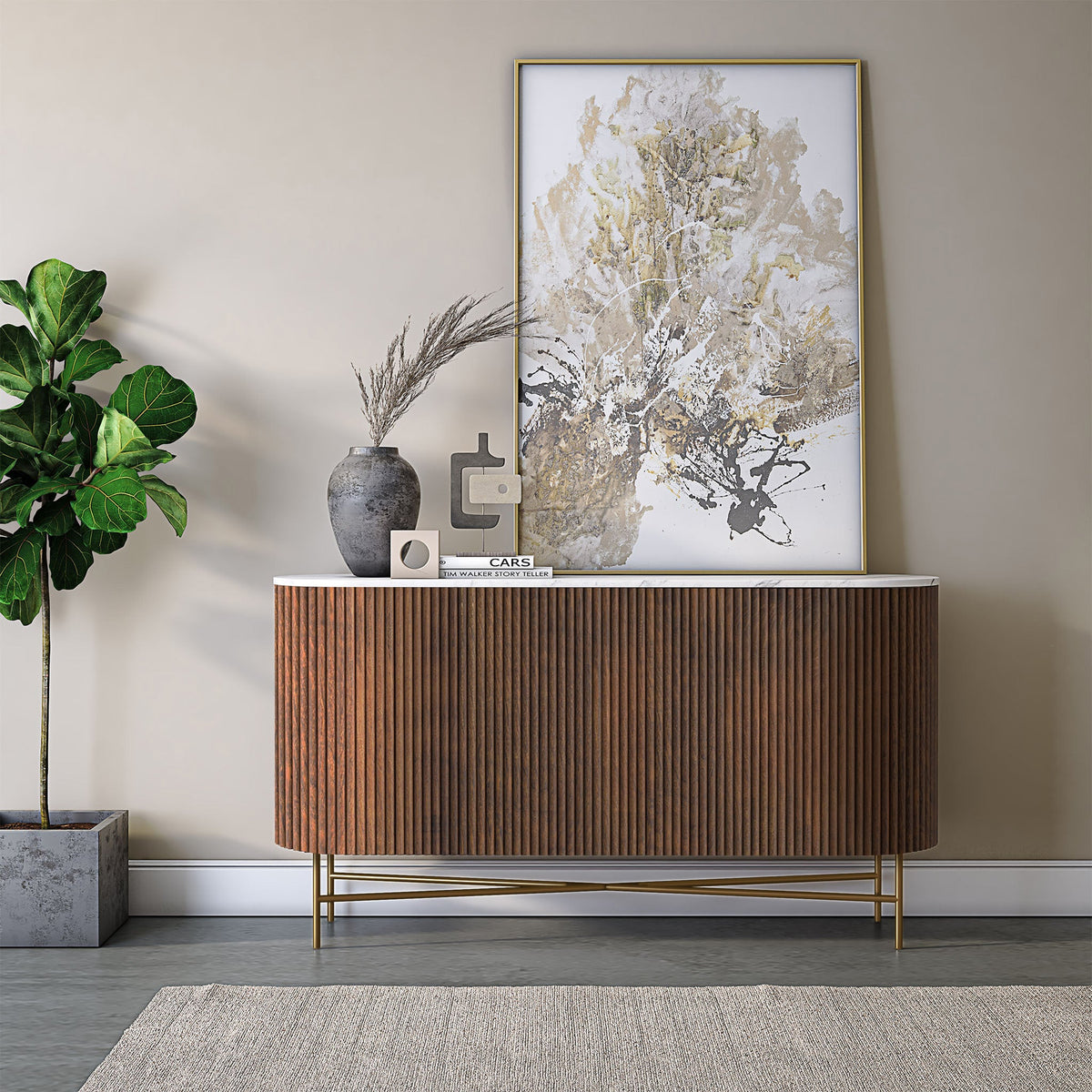 Milo Mango & Marble Fluted Sideboard