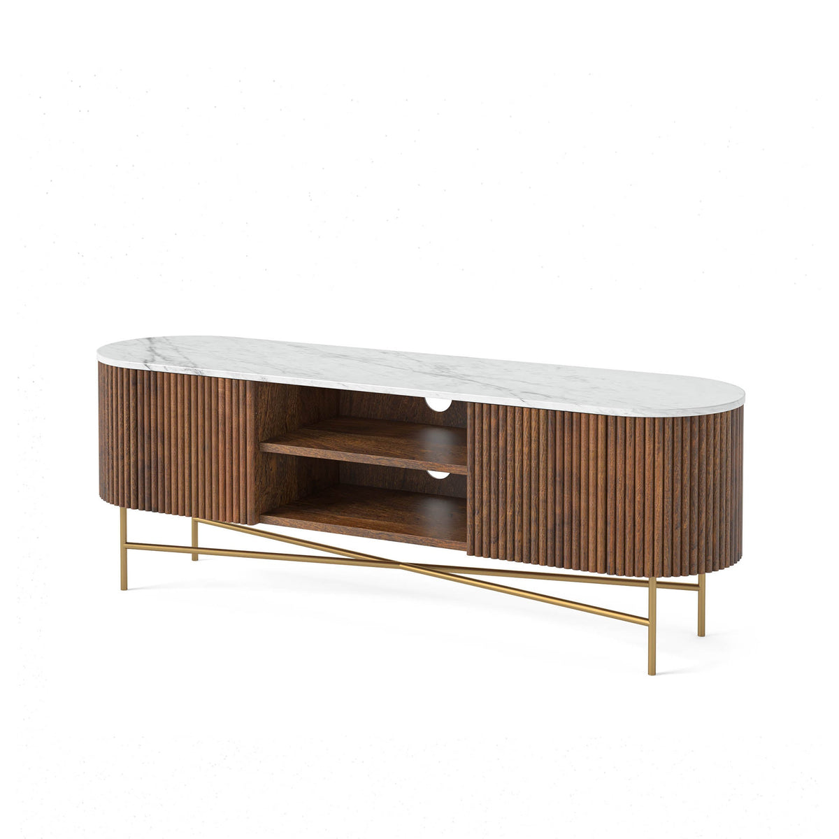 Milo Mango & Marble Fluted Wide TV Media Unit