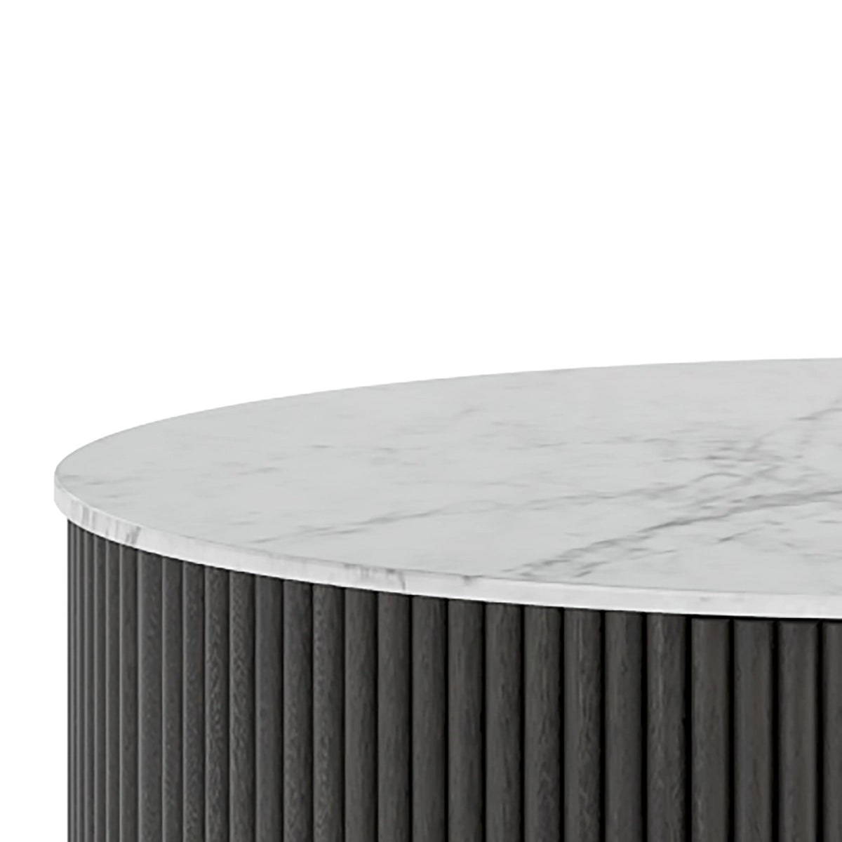 Milo Mango & Marble Round Fluted Bedside Table