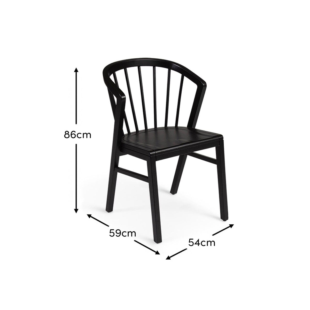 Mabel Black Wooden Spindle Dining Chairs - Set of 2