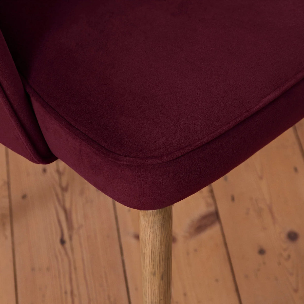Marilyn Burgundy Red Dining Chairs - Set of 2 - Almond Brown Legs