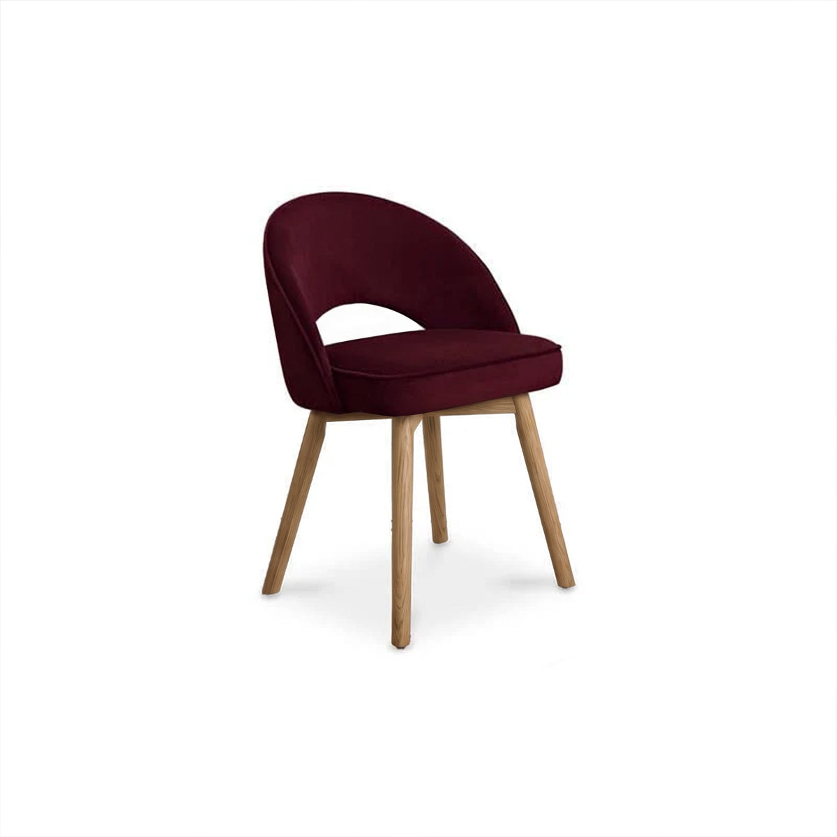 Marilyn Burgundy Red Dining Chairs - Set of 2 - Almond Brown Legs