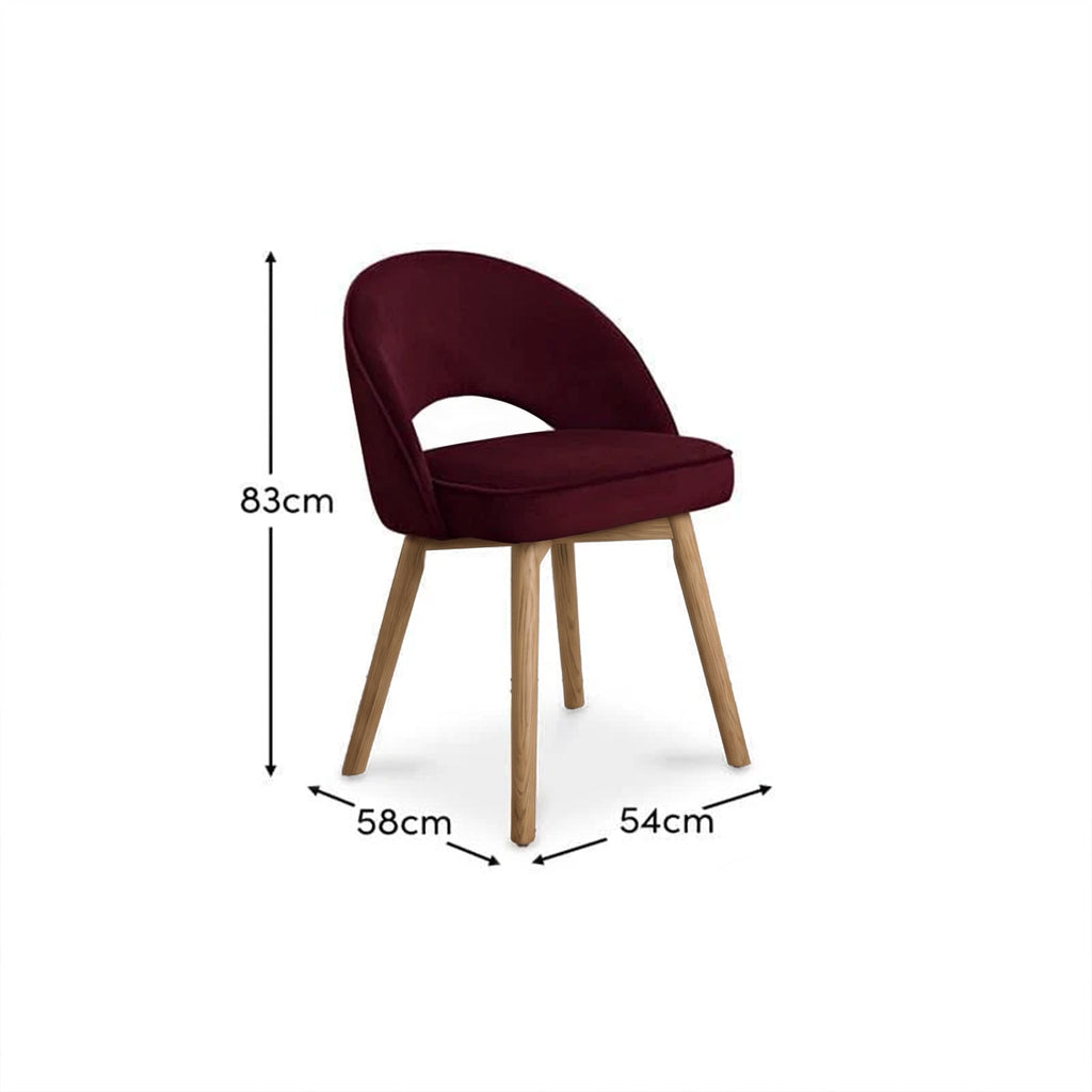 Marilyn Burgundy Red Dining Chairs - Set of 2 - Almond Brown Legs