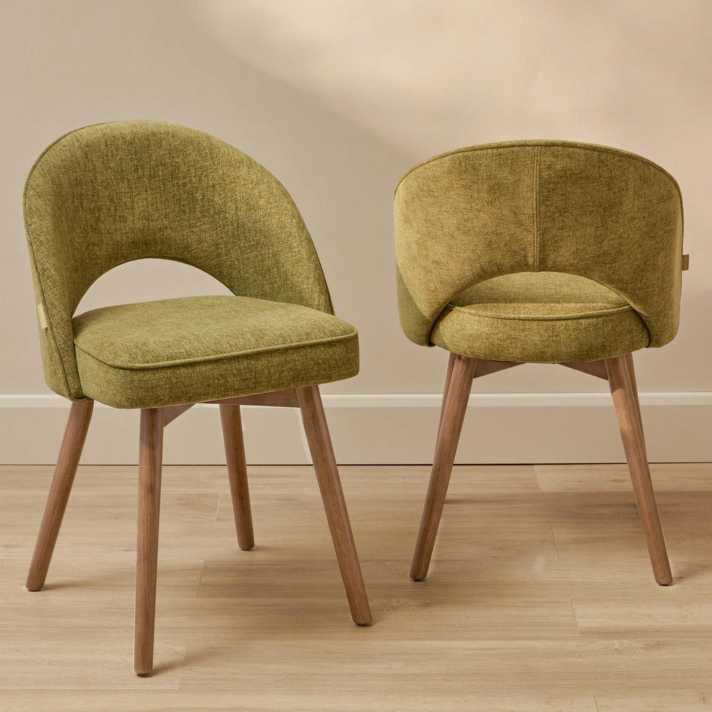 Marilyn Moss Green Dining Chairs - Set of 2 - Almond Brown Legs