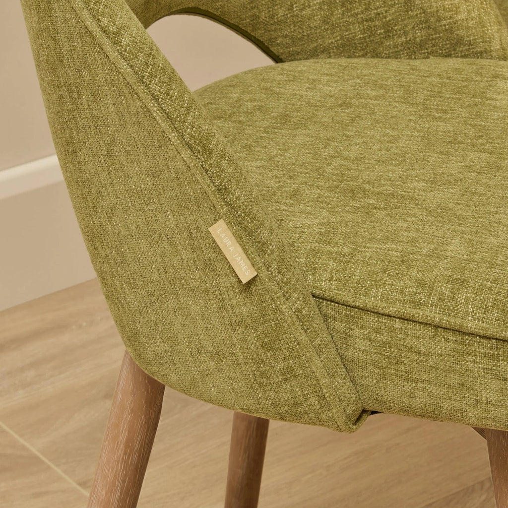 Marilyn Moss Green Dining Chairs - Set of 2 - Almond Brown Legs