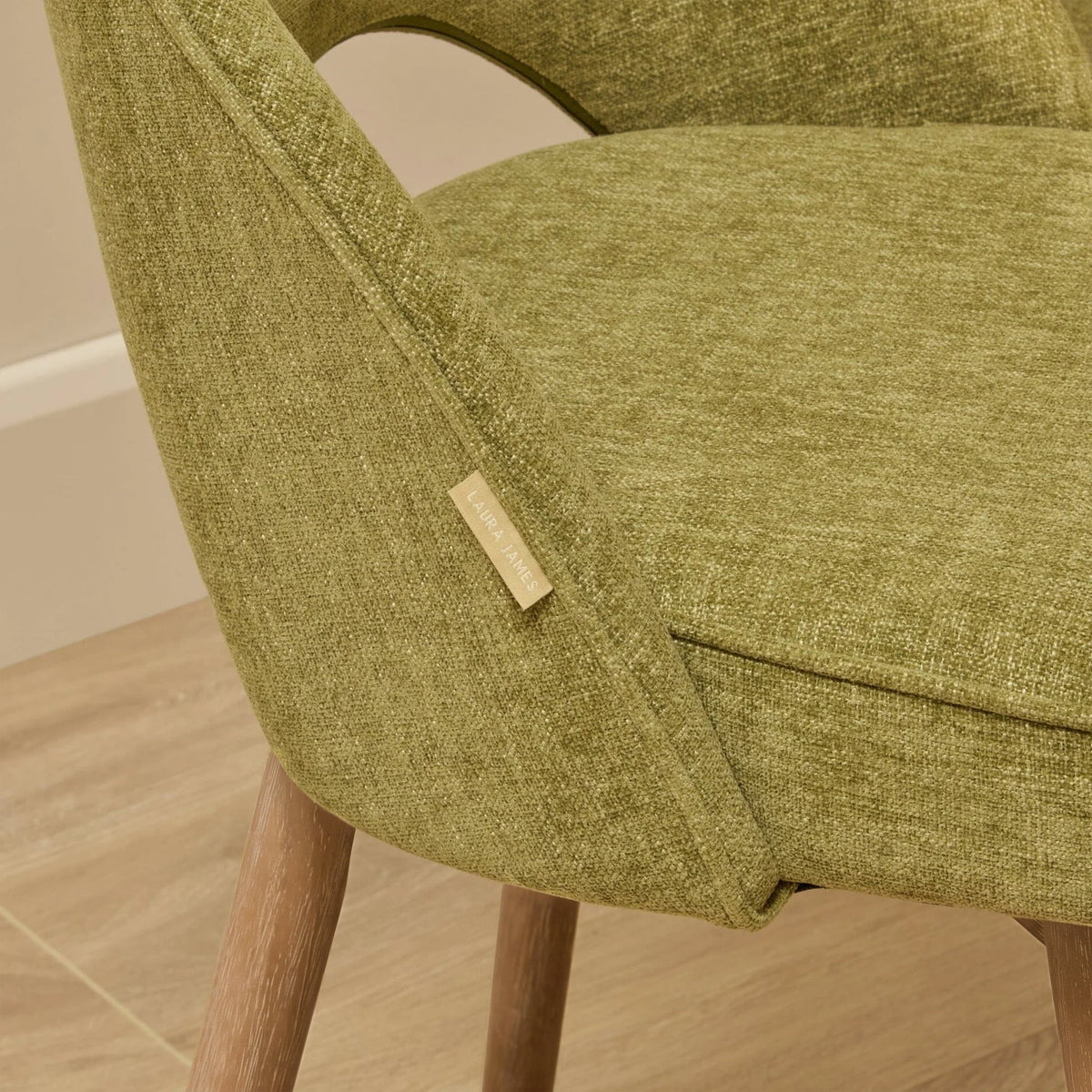 Marilyn Moss Green Dining Chairs - Set of 2 - Almond Brown Legs