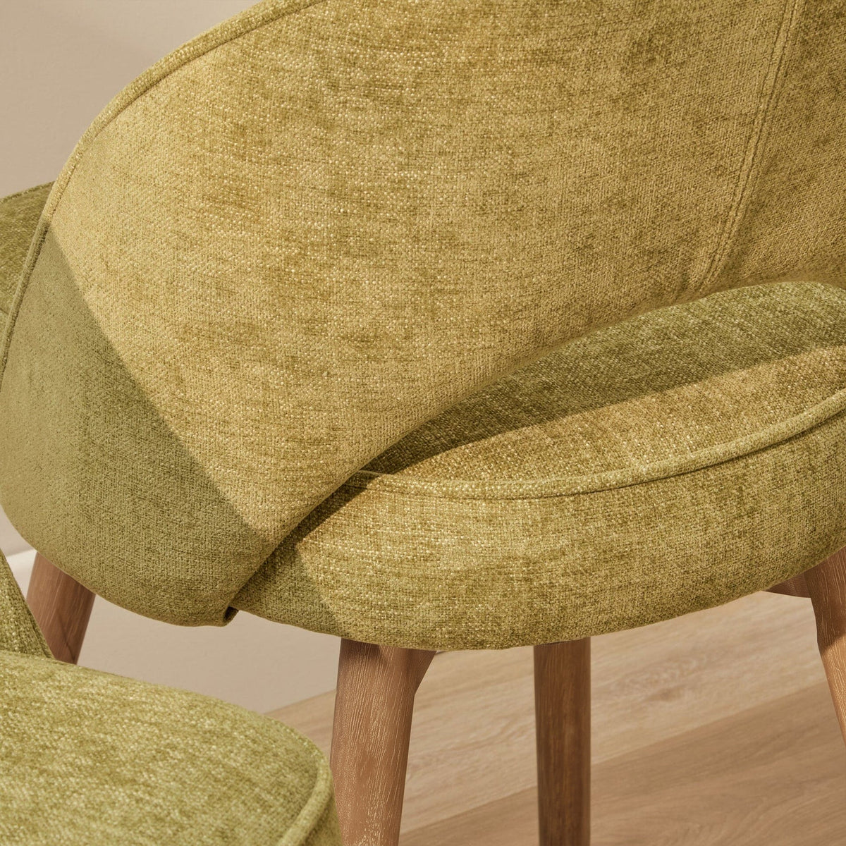 Marilyn Moss Green Dining Chairs - Set of 2 - Almond Brown Legs