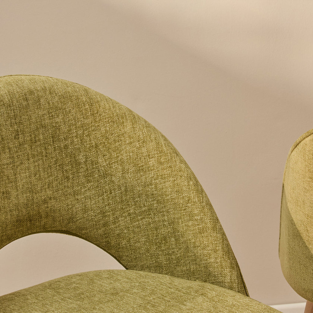 Marilyn Moss Green Dining Chairs - Set of 2 - Almond Brown Legs