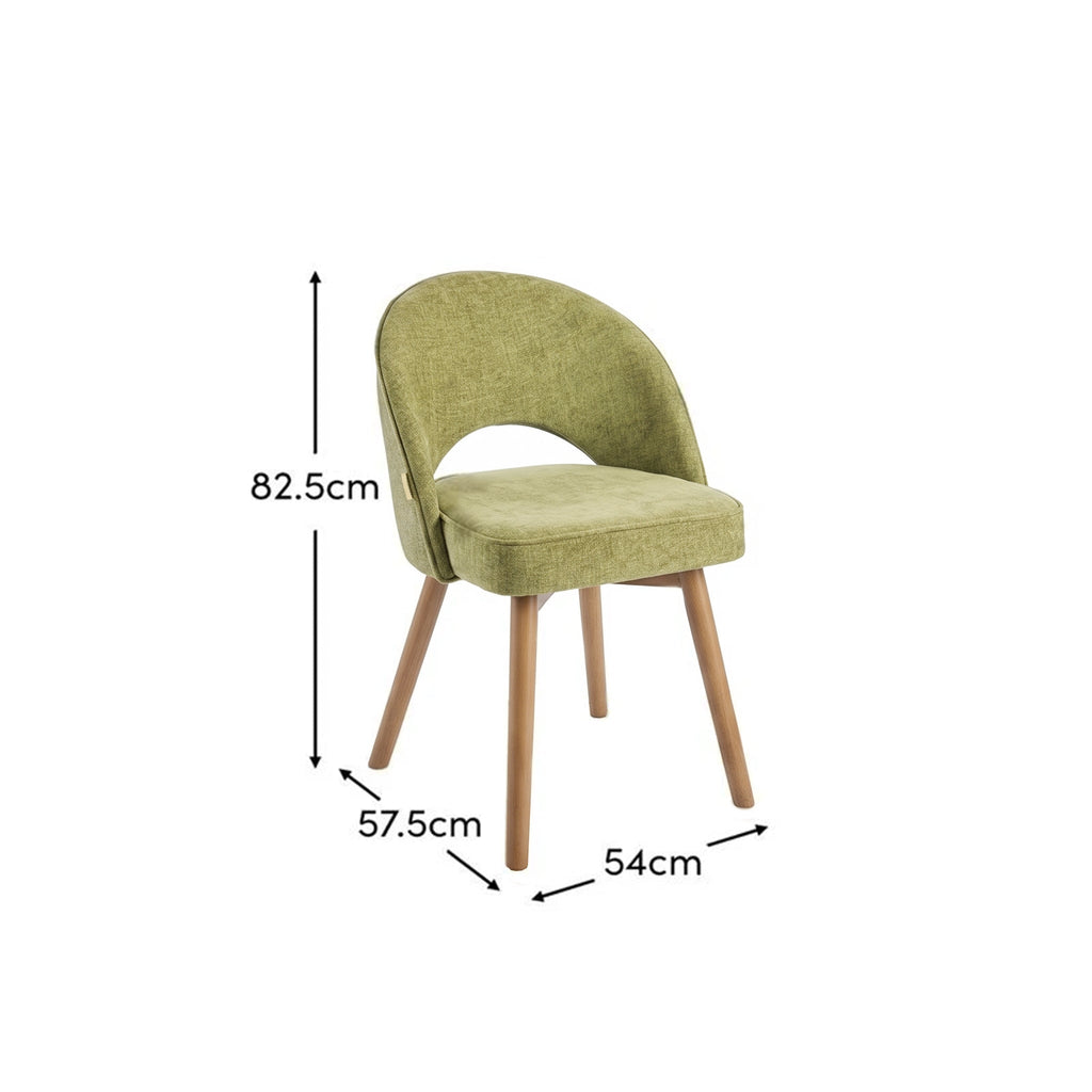 Marilyn Moss Green Dining Chairs - Set of 2 - Almond Brown Legs
