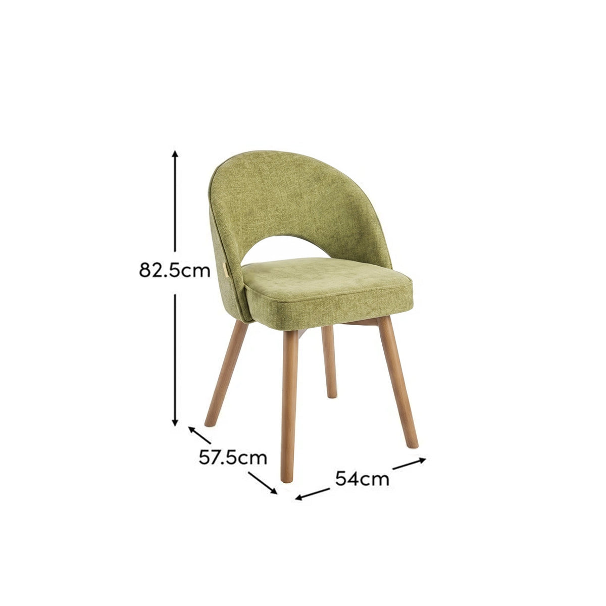 Marilyn Moss Green Dining Chairs - Set of 2 - Almond Brown Legs