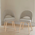 OUTLET - Marilyn Soft Beige Dining Chairs - Set of 2 - Whitewash Oak Legs