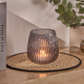 Matera 13cm Glass Candleholder - Smoke Grey