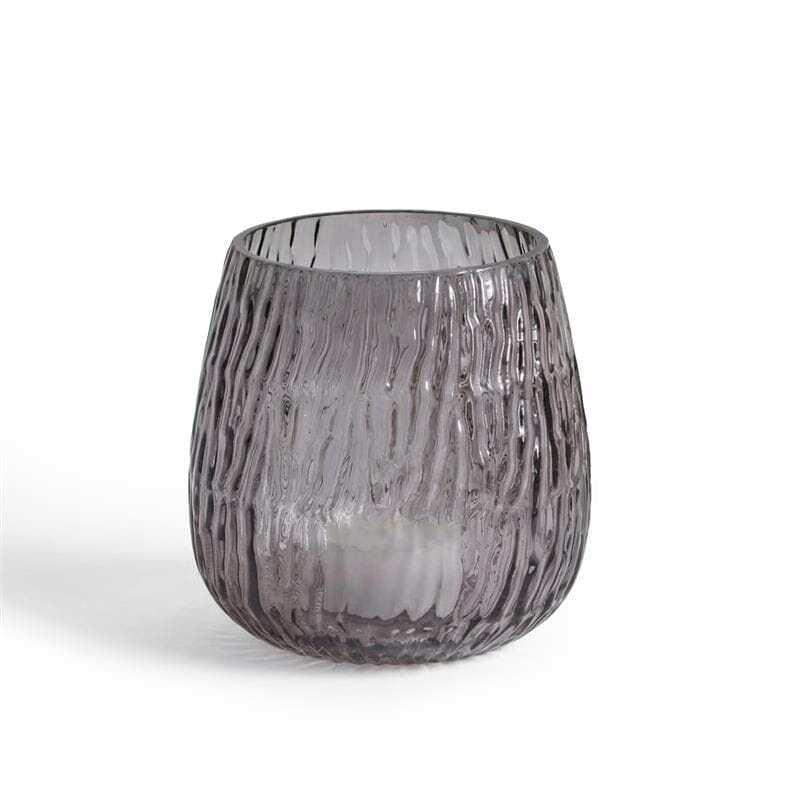 Matera 13cm Glass Candleholder - Smoke Grey