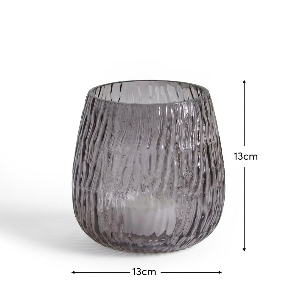 Matera 13cm Glass Candleholder - Smoke Grey