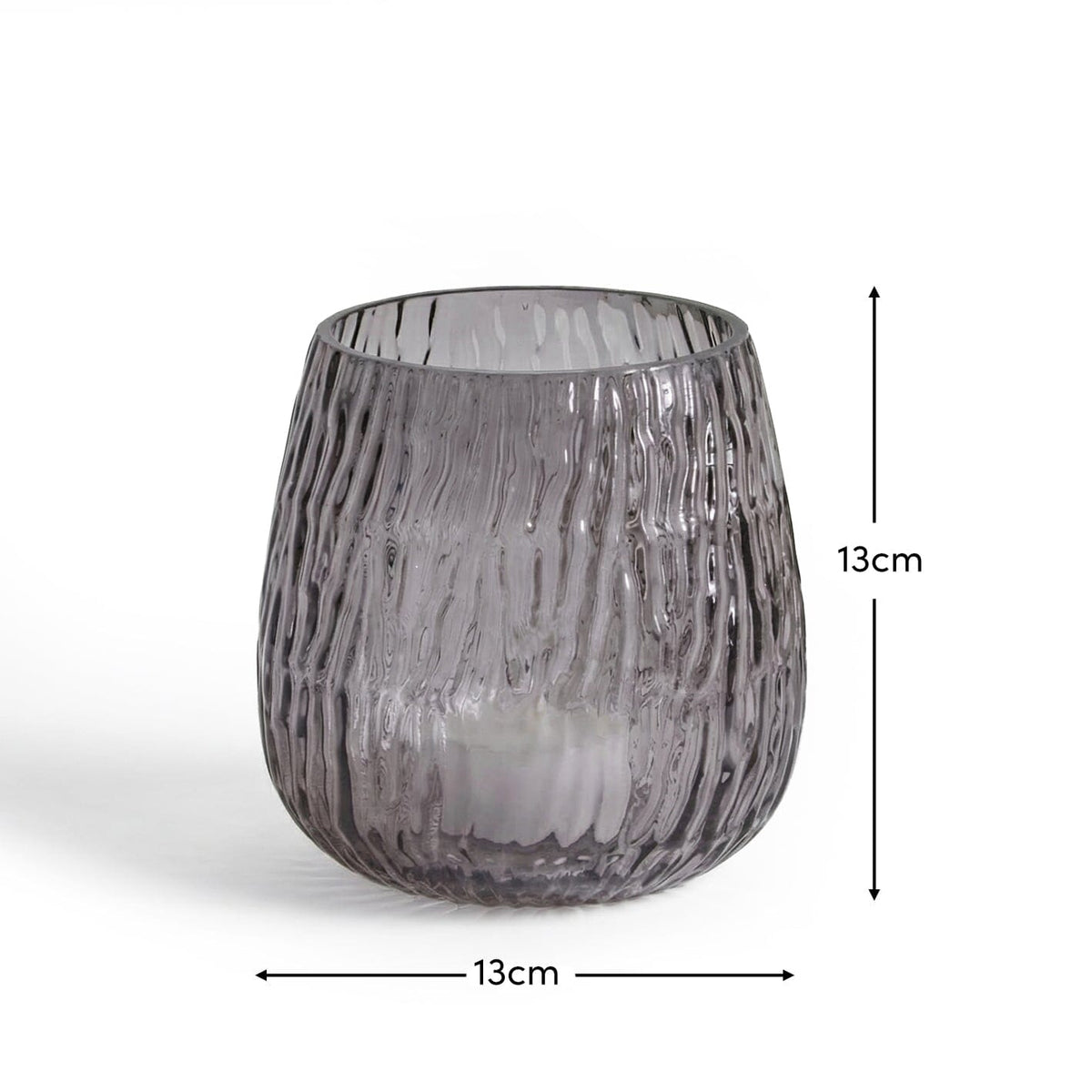 Matera 13cm Glass Candleholder - Smoke Grey