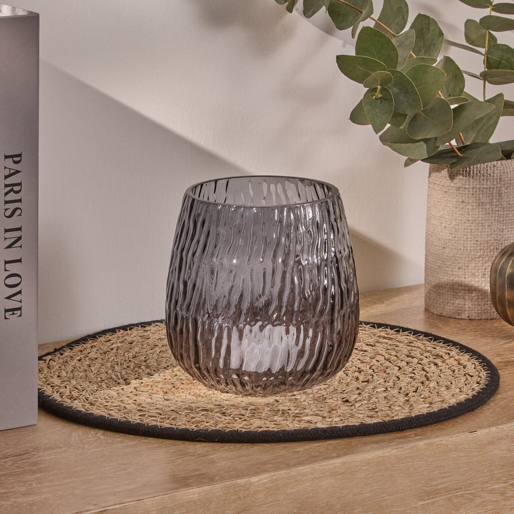Matera 13cm Glass Candleholder - Smoke Grey