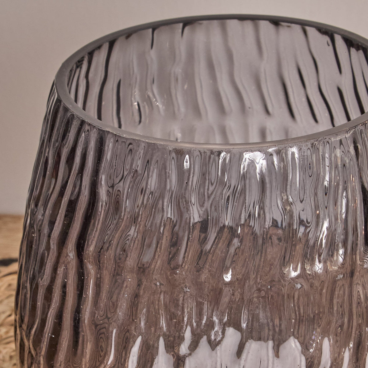 Matera 13cm Glass Candleholder - Smoke Grey