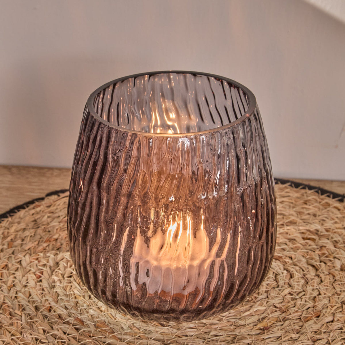 Matera 13cm Glass Candleholder - Smoke Grey