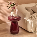 Merle Round Burgundy Red Enamel Side Table
