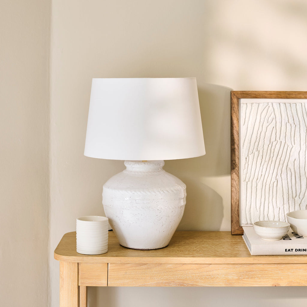 Merton 33cm Ceramic Lamp Base - Rustic White