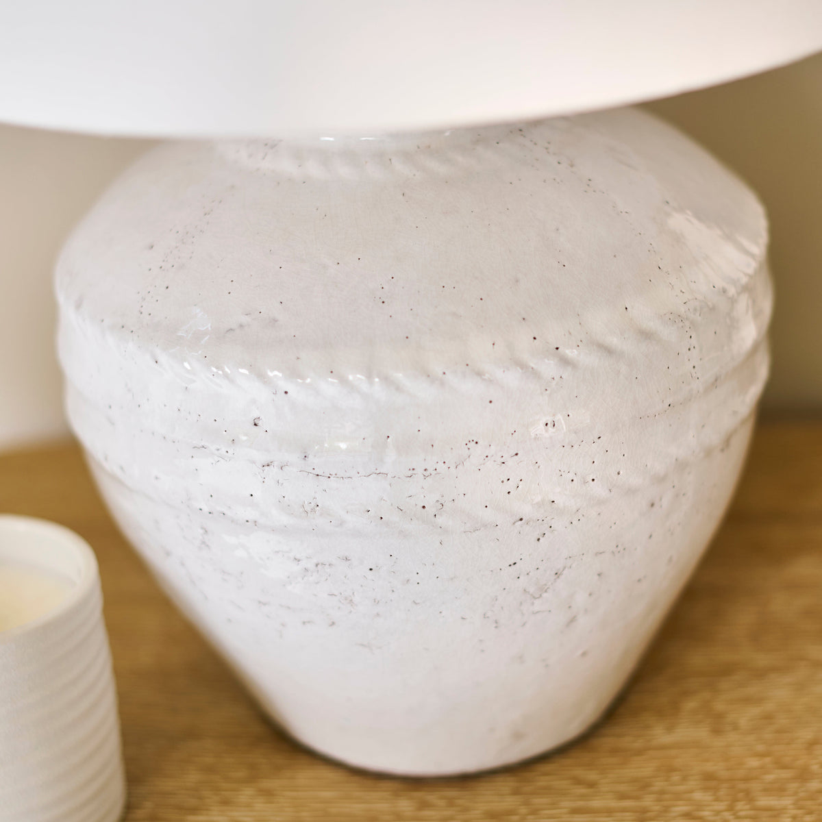 Merton 33cm Ceramic Lamp Base - Rustic White